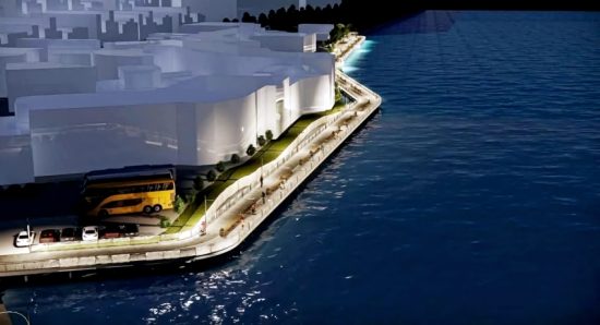 Perspective view of the pedestrian path from Toa Kham wharf to the foot of Dap Da upon completion